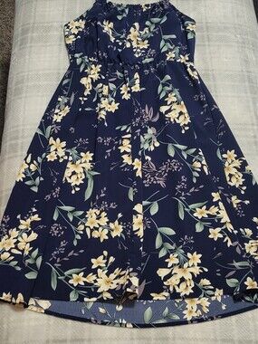Navy Floral Spaghetti Strap Sundress Size Small